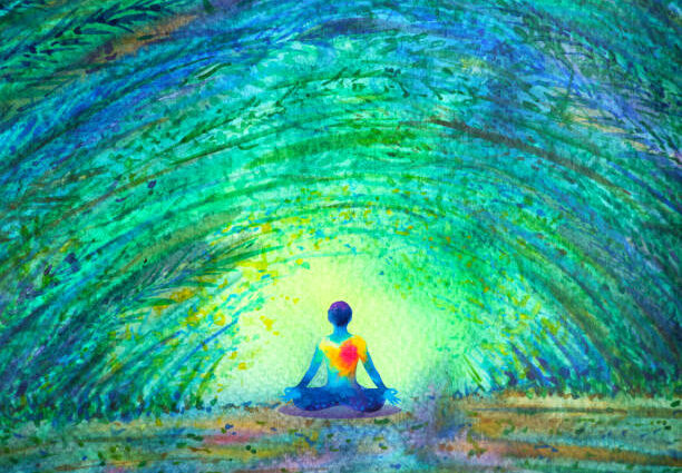 Multicolored meditation lotus pose