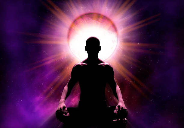 Psychic with Orb on purple background