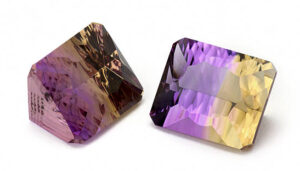 Ametrine rough and polished